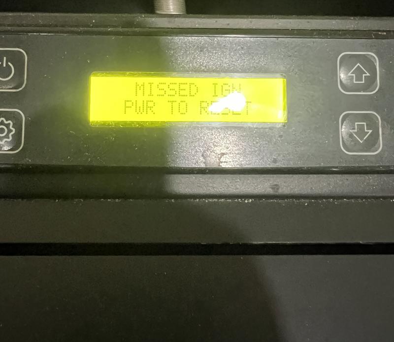 Stove giving the missed ignition error