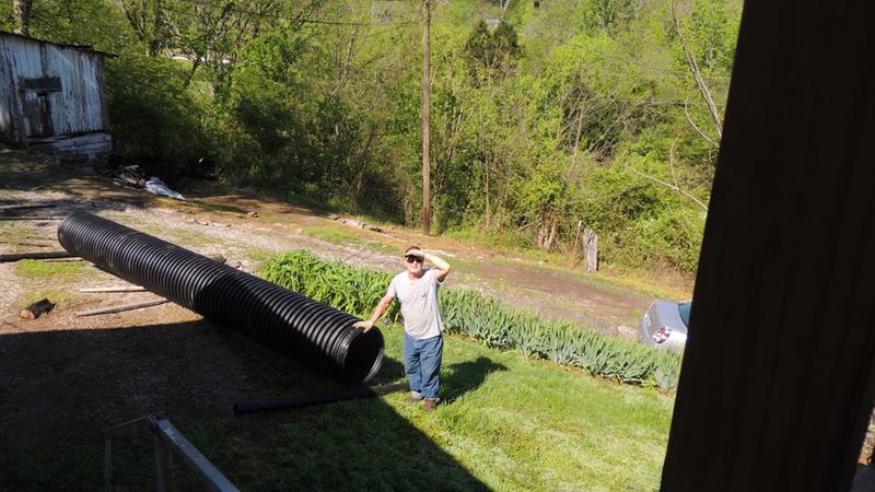 The culvert has arrived, ready to get to work! One man can do it!