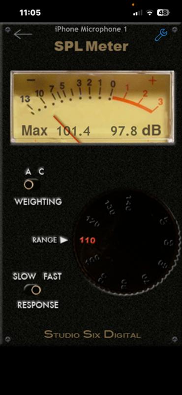 SPL reading on the compressor measuered at 1 meter.  Read the digital display at the bottom