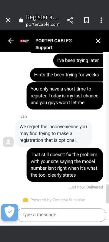 Porter Cable customer support