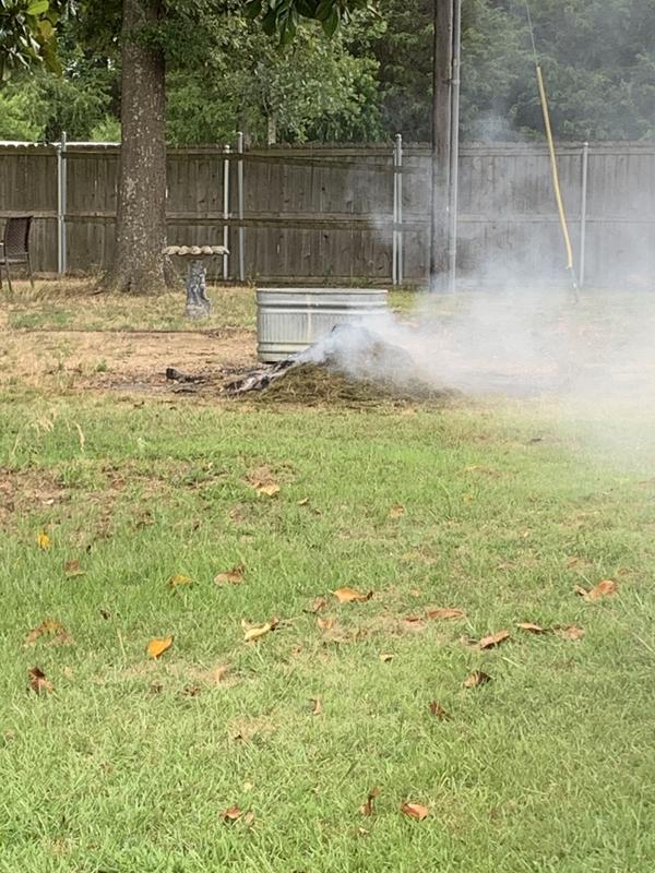 Burning remains. Composting Ben full