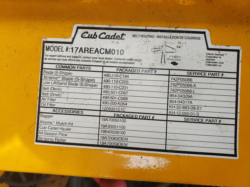 Fits cub cadet zt1 ultima