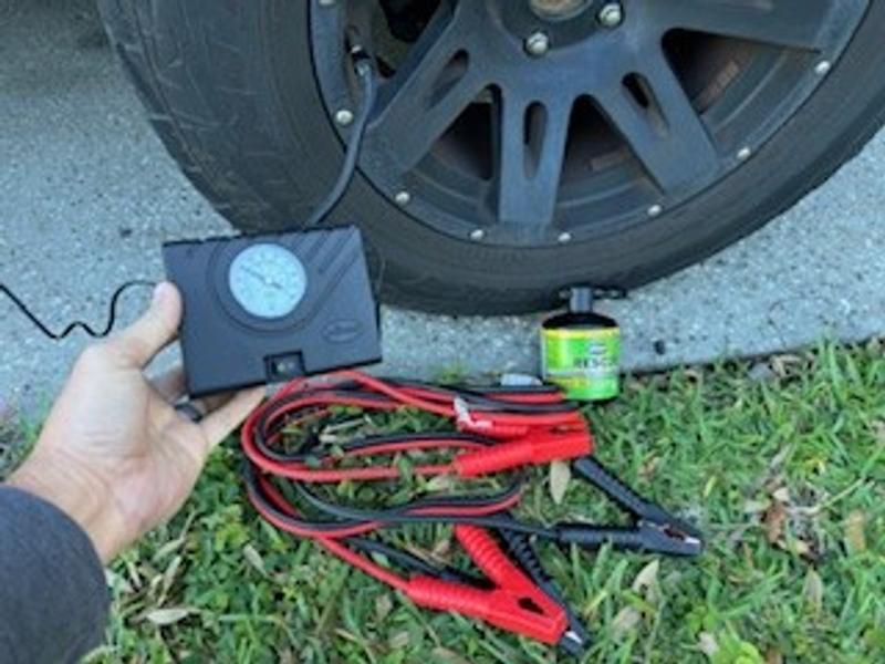 Topping off Tire after adding sealant and letting inflator cool.