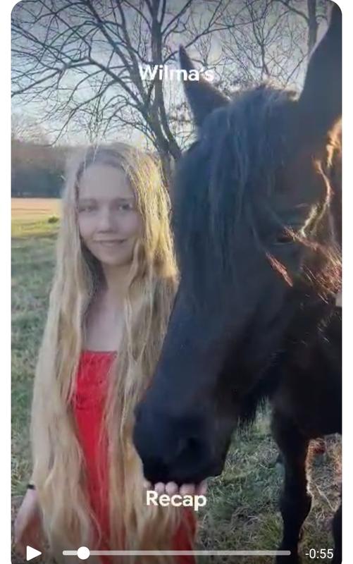 Mustang Maddie giving treats to the Mustang