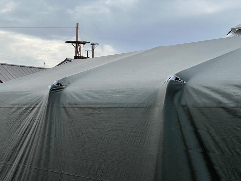 Material worn through