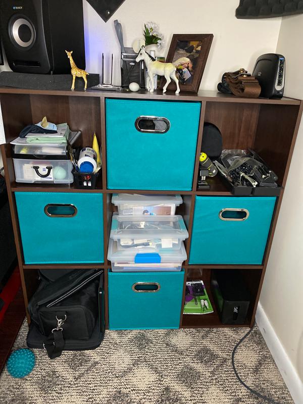 In a Sauder cubbie shelf