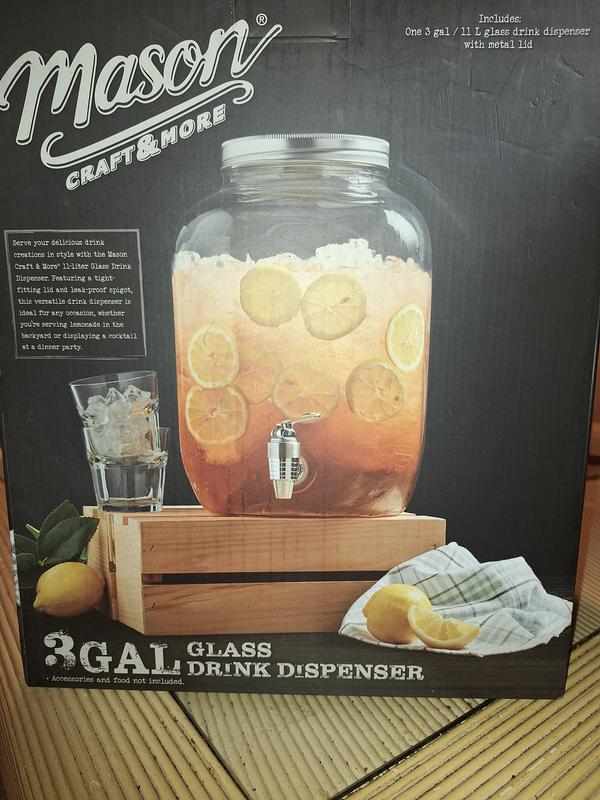 Mason Craft and More 11L Drink Dispenser with Metal Lid - Clear | HSN