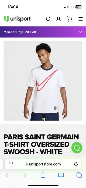 Paris Saint Germain T-Shirt Oversized Swoosh - White