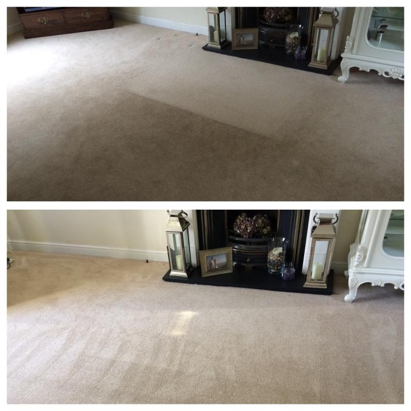 Before & after , the harth rug showed how dirty the carpet was