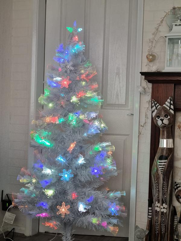 Festive 5ft White Fibre Optic Christmas Tree with Star Topper |  