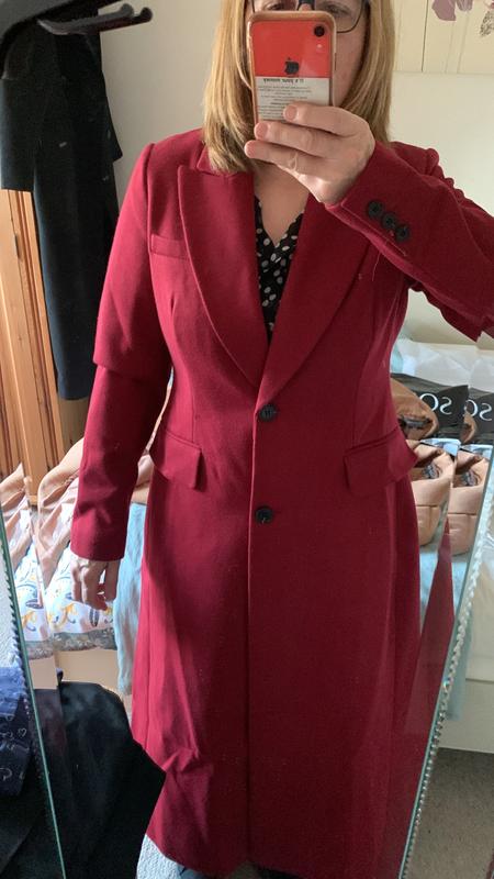 Michelle Keegan Premium Wool Blend Single Breasted Longline Coat Red Very