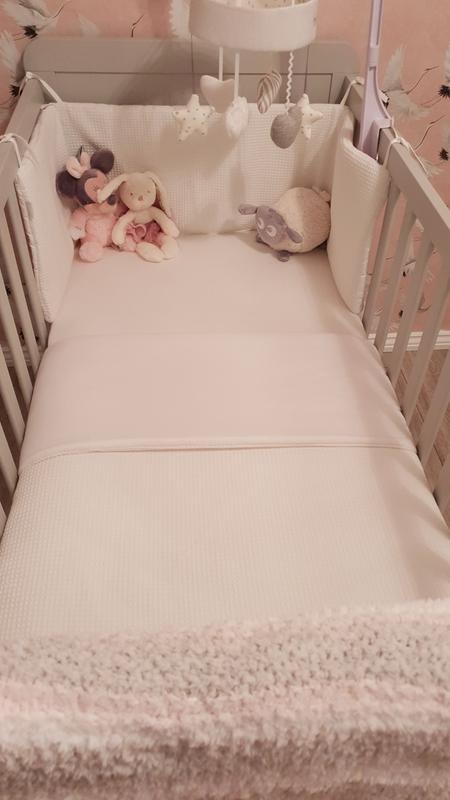 white waffle cot bedding