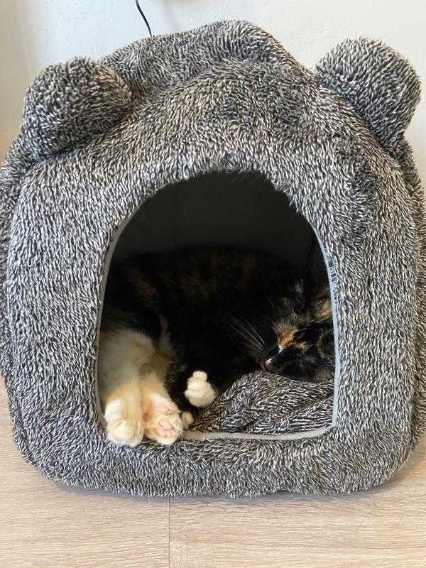 rosewood grey teddy bear cat bed
