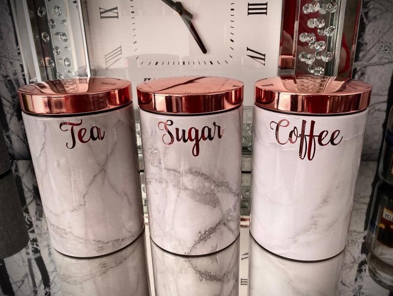 tea coffee sugar canisters rose gold
