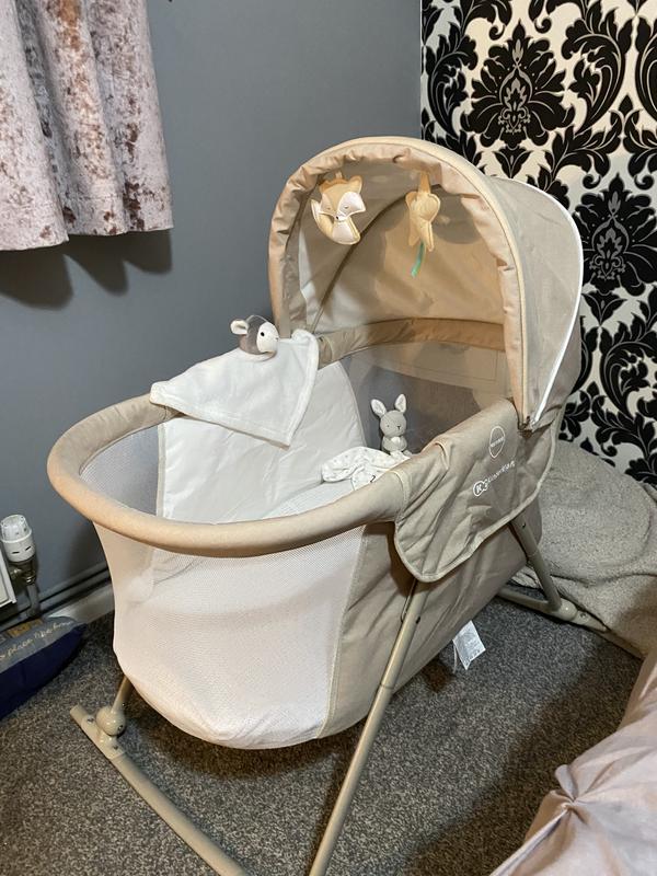 Kinderkraft Beige Baby Crib In Lovi With Adjustable Canopy