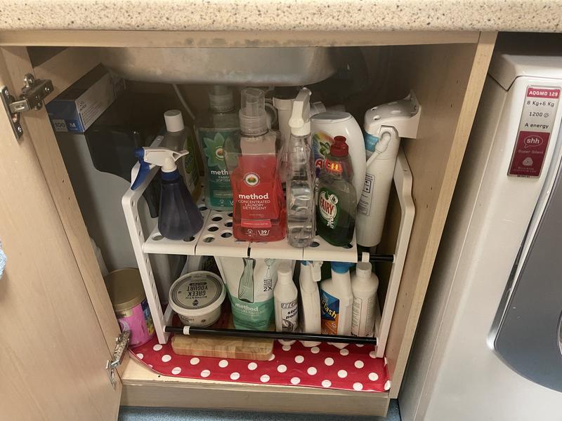 Mrs hinch under store sink shelf