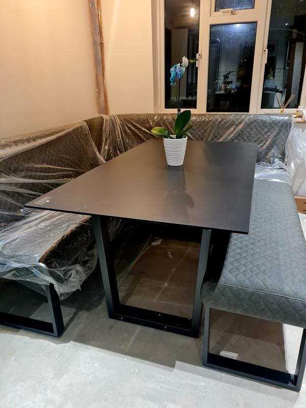 Chicago 160 cm glass top dining table with sofa and bench new arrivals