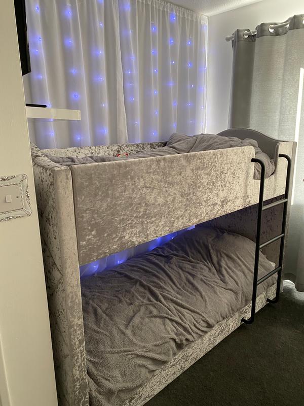 Mandarin Fabric Bunk Bed With Mattress, Velvet Bunk Beds