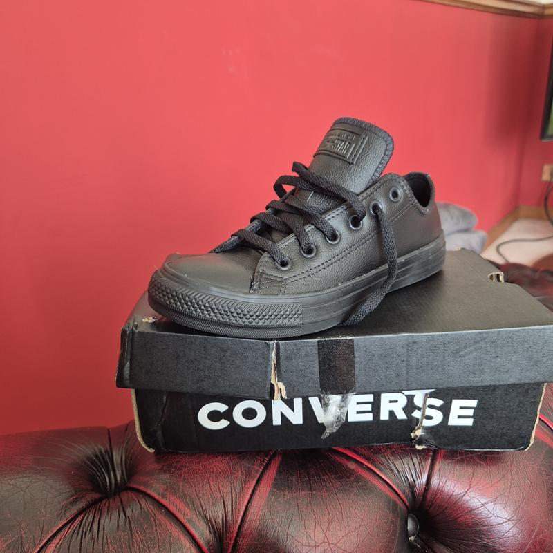 Black leather converse school shoes clearance