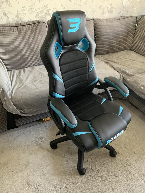 BraZen Puma PC Gaming Chair Black and Blue littlewoods