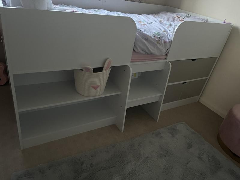 Very Home Ted Mid Sleeper Bed with Storage and Mattress Options