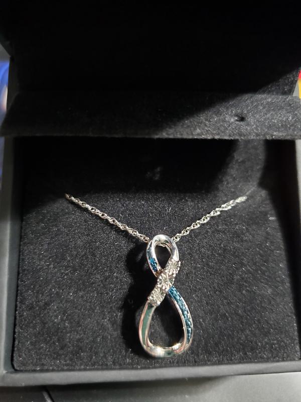 Black Silver and Blue Diamonds Lock Necklace for Rent