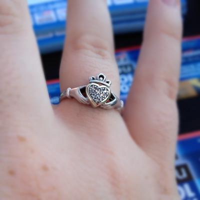 Diamond Accent Claddagh Ring in Sterling Silver and 14K Gold - Save on ...